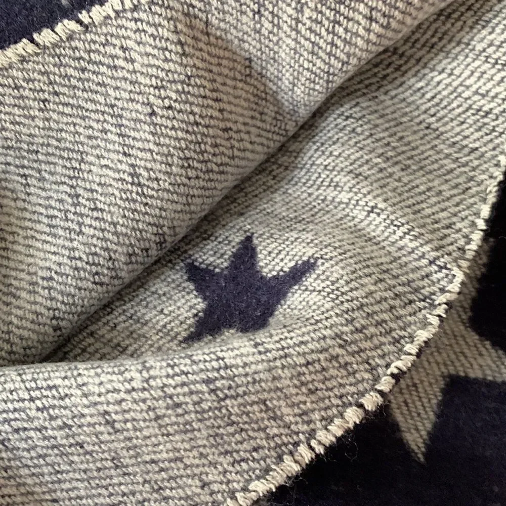 NWT Gap Navy Blue/Grey Stars Oversized Wrap with Fringe
